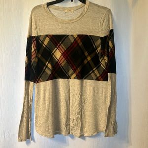 NWOT 12PM by Mon Ami Plaid Long Sleeve Shirt